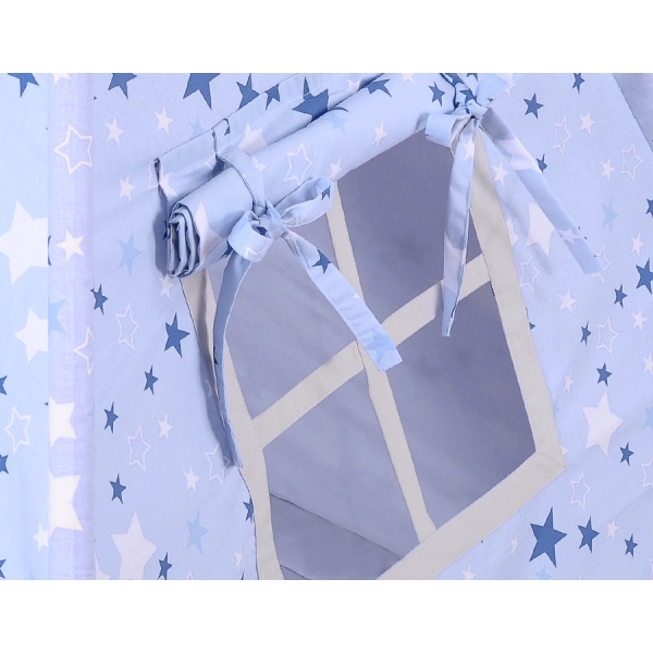 Set: Tipi-tent Speelmat   Blauw Grijs Sterren