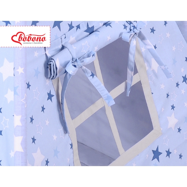 Set: Tipi-tent Speelmat   Blauw Grijs Sterren