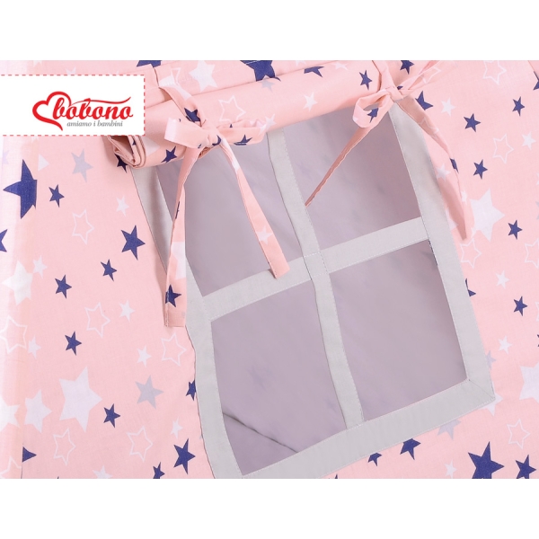 Set: Tipi-tent Speelmat   Blauw Roze Grijs Sterren