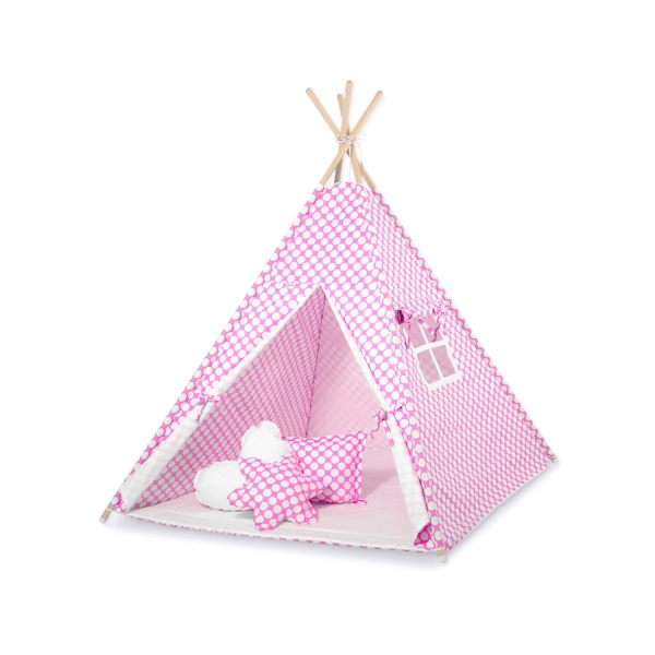 Set: Tipi-tent Speelmat  Kussens Roze