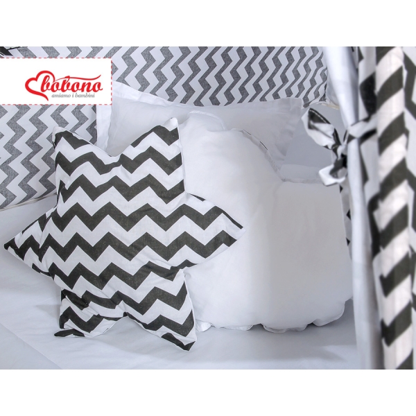 Set: Tipi-tent Speelmat  Kussens Zwart Zigzag