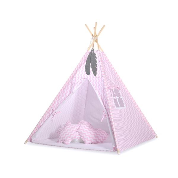 Set: Tipi-tent Speelmat   Roze Zigzag
