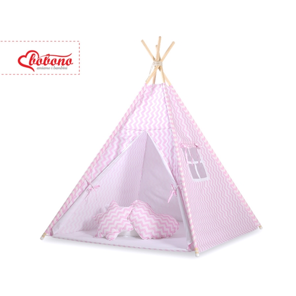 Set: Tipi-tent Speelmat   Roze Zigzag