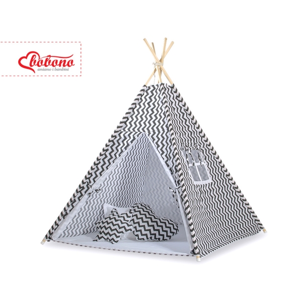 Set: Tipi-tent Speelmat   Zwart Zigzag