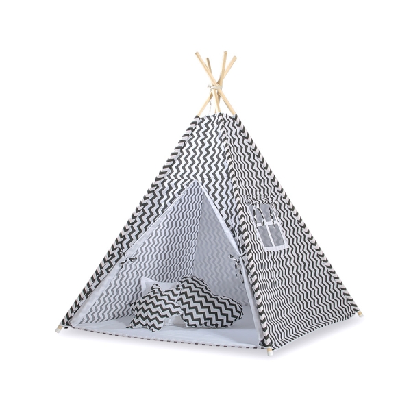 Set: Tipi-tent Speelmat   Zwart Zigzag