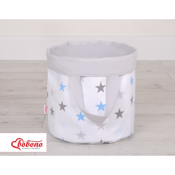 Speelgoedmand  Opbergmand L Grijs Blauw Sterren
