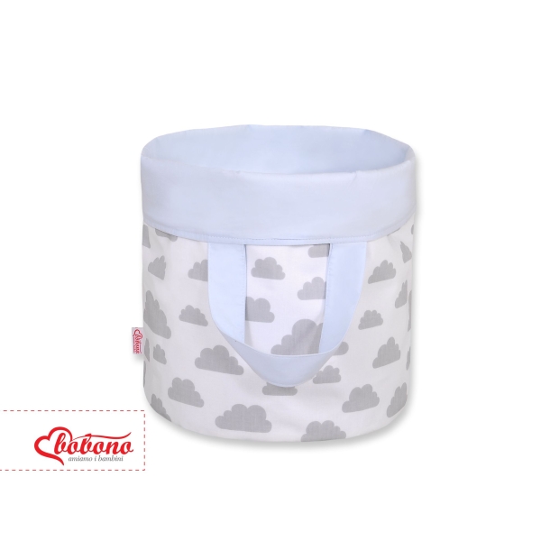 Speelgoedmand  Opbergmand L Grijs Blauw Wolken