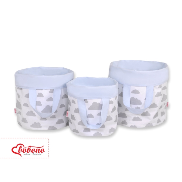 Speelgoedmand  Opbergmand S Grijs Blauw Wolken