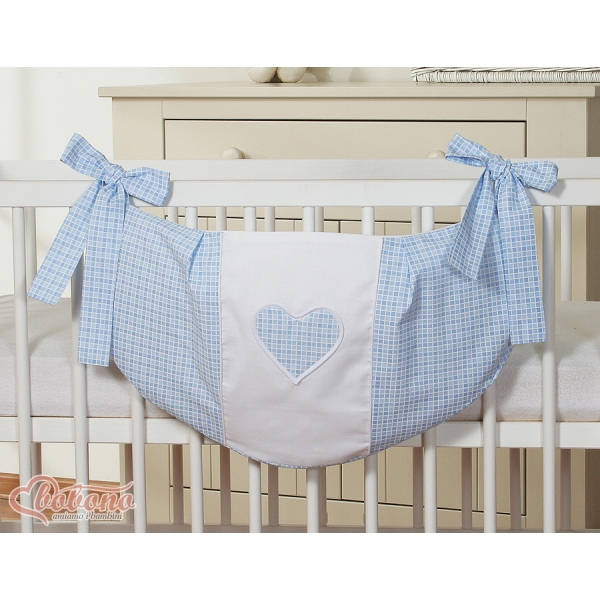 Speelgoedtas voor Kinderbed - Harten Blauw Geruit