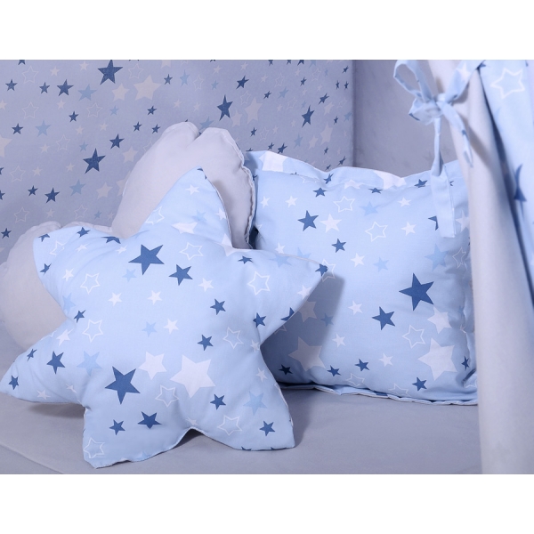 MEGA TIPI SET: Tipi-tent + speelmat + kussens + GRATIS decoratieve veren Blauw Sterren