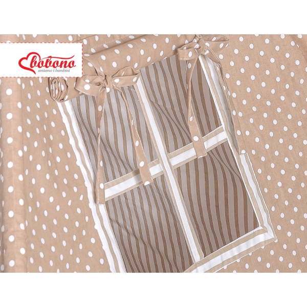 MEGA TIPI SET: Tipi-tent + speelmat + kussens + GRATIS decoratieve veren Bruin Polkaprikker