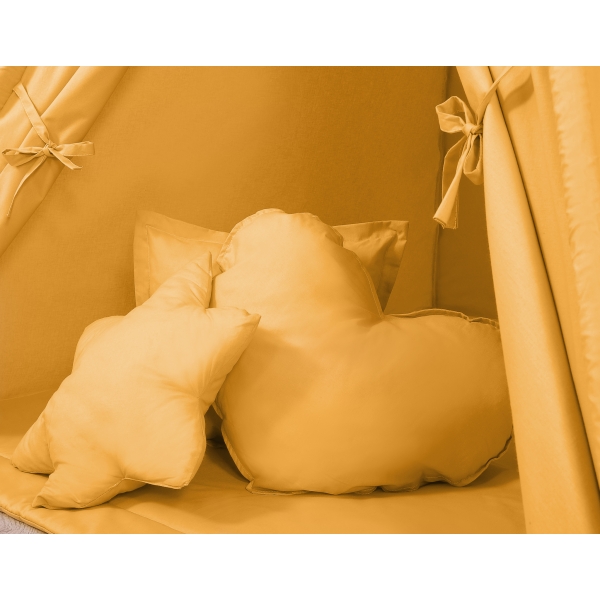 MEGA TIPI SET: Tipi-tent + speelmat + kussens + GRATIS decoratieve veren Honing Mosterd