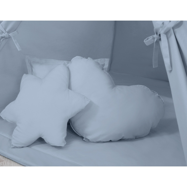 MEGA TIPI SET: Tipi-tent + speelmat + kussens + GRATIS decoratieve veren Pastelblauw