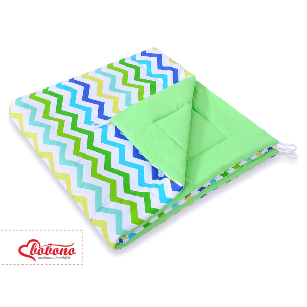 Tipi Tent Dubbelzijdige Speelmat Groen Blauw Zigzag