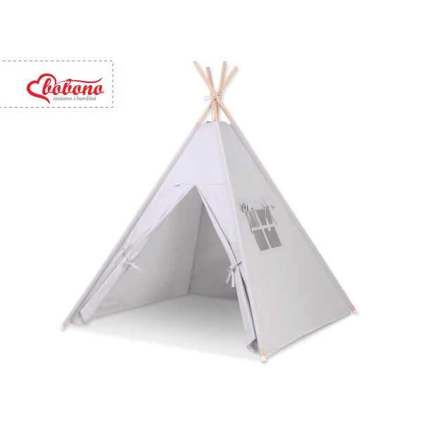 Tipi-tent + GRATIS decoratieve veren Grijs