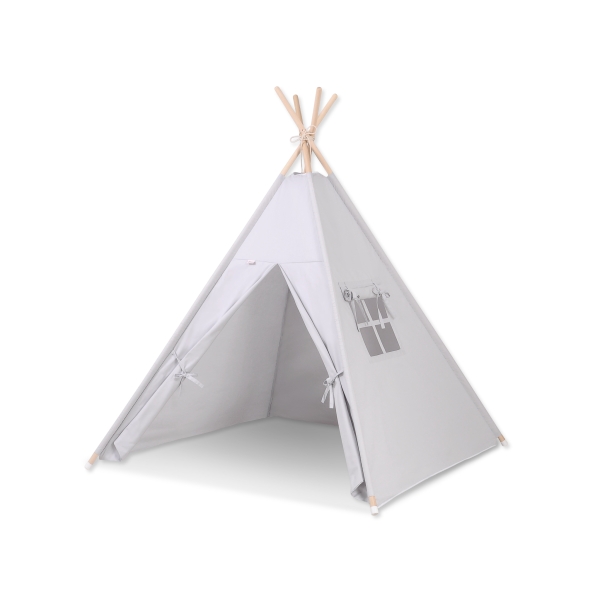 Tipi-tent + GRATIS decoratieve veren Grijs