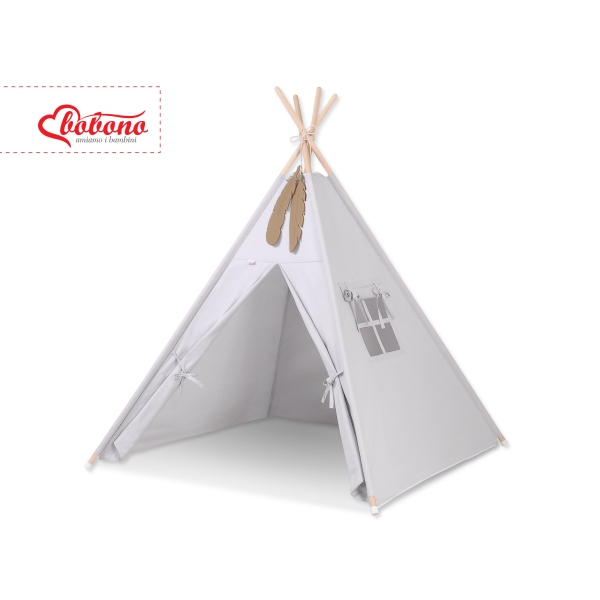 Tipi-tent + GRATIS decoratieve veren Grijs