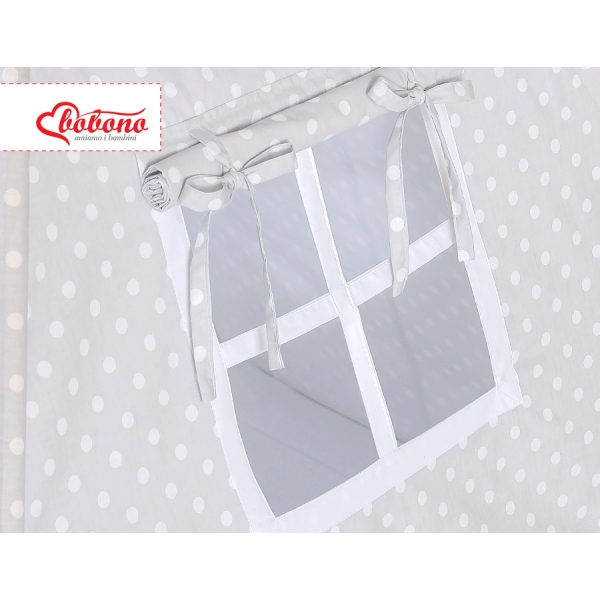 Tipi-tent + GRATIS decoratieve veren Grijs Polkaprikker
