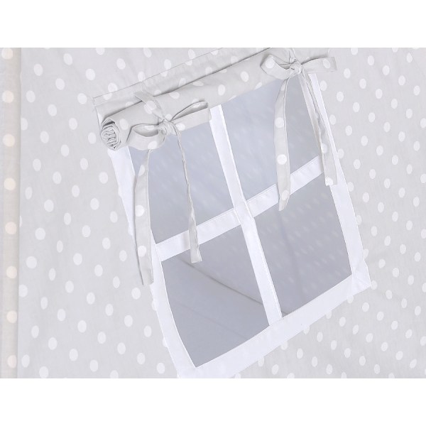 Tipi-tent + GRATIS decoratieve veren Grijs Polkaprikker