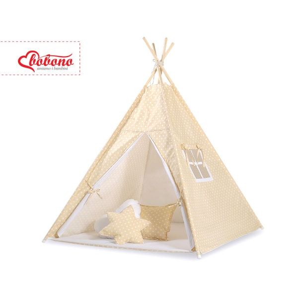 Tipi-tent Indianen Tent Beige Polkaprikker