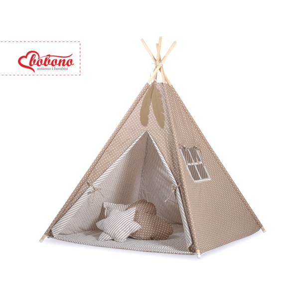 Tipi-tent Indianen Tent Bruin Beige Polkaprikker Snijder