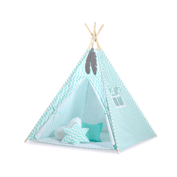 Tipi-tent met Speelmat  Mint Zigzag