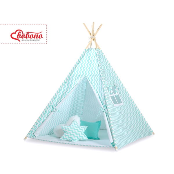 Tipi-tent met Speelmat  Mint Zigzag
