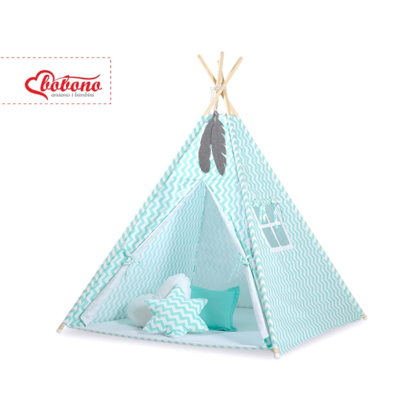 Tipi-tent met Speelmat  Mint Zigzag