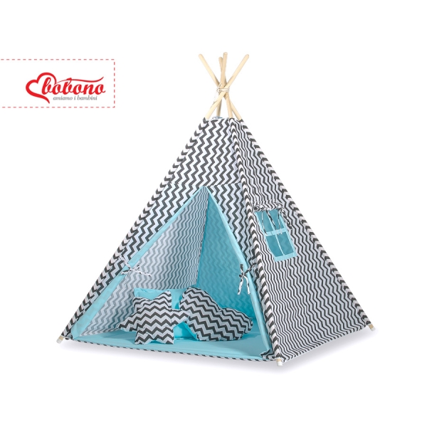 Tipi-tent met Speelmat  Zwart Blauw Zigzag