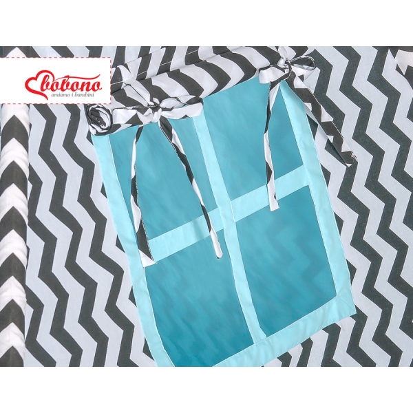 Tipi-tent met Speelmat  Zwart Blauw Zigzag