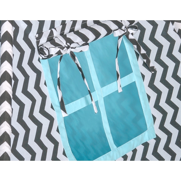 Tipi-tent met Speelmat  Zwart Blauw Zigzag