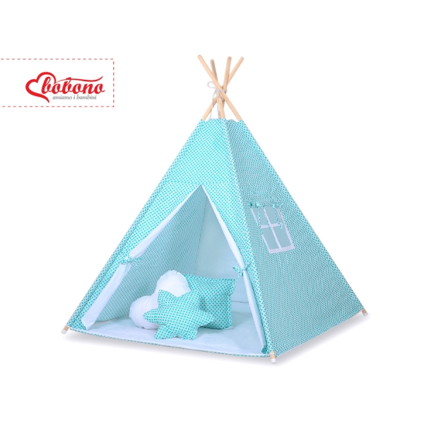 Tipi-tent Speelkleed GRATIS decoratieve veren Mint Wit