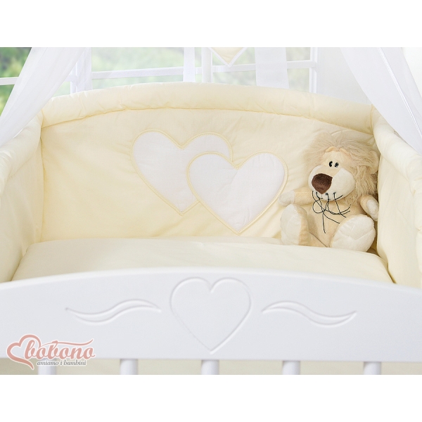 Universele Bedbumper voor Kinderbed - Harten Ivoor