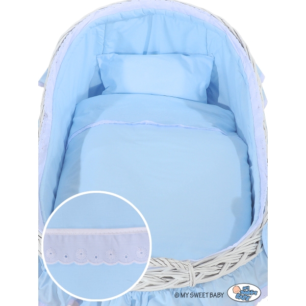 Wieg met Rieten Kap Blauw Carina Voor Jongens