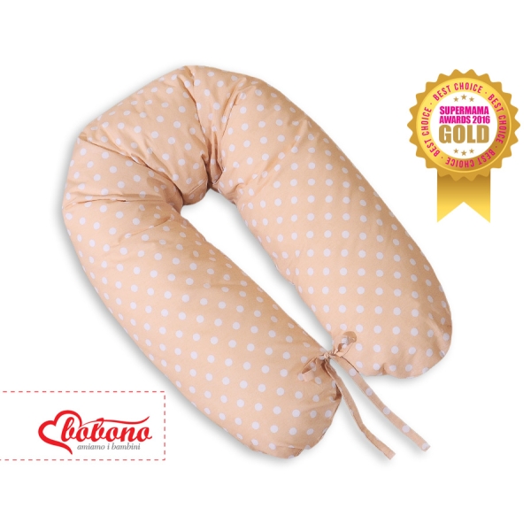 Zwangerschapskussen in C-vorm minky Beige Polkaprikker