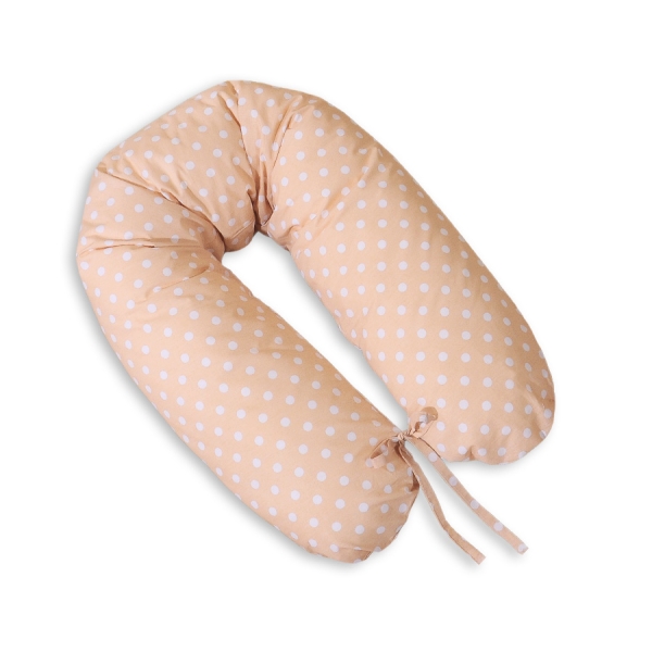 Zwangerschapskussen in C-vorm minky Beige Polkaprikker