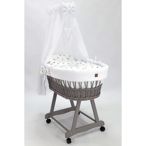 Rotan Baby Wieg med Textiel Set