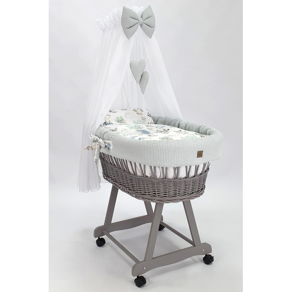 Rotan Gevlochten Baby Wiegje met Bedtextiel Volledige Set