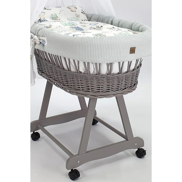 Rotan Gevlochten Baby Wiegje met Bedtextiel Volledige Set