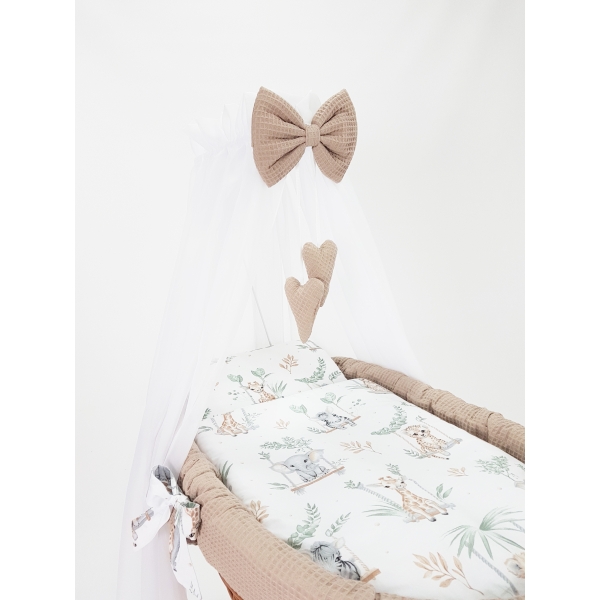 Wiegbekleding met hemel beige Wafelkatoen