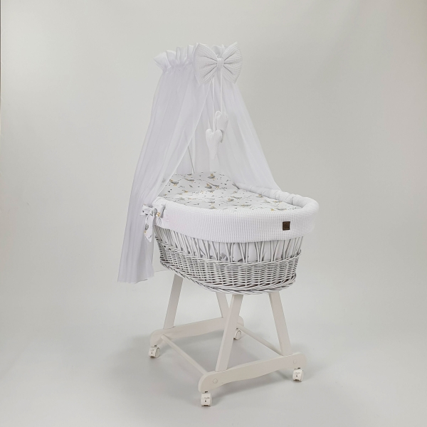 Witte Baby Wiegje met Bedtextiel Witte Wafel