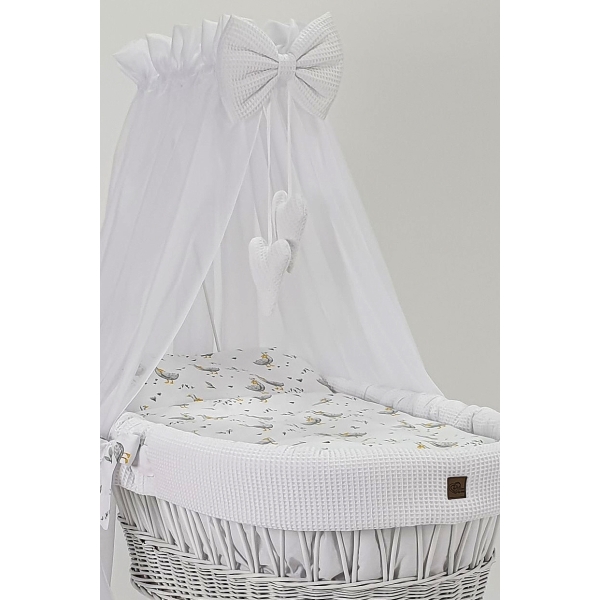 Witte Baby Wiegje met Bedtextiel Witte Wafel