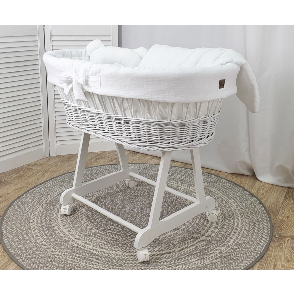 witte mousseline stof wiegset