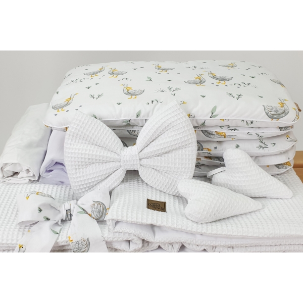 Witte Wiegbekleding voor wieg XXL - Wafelstof